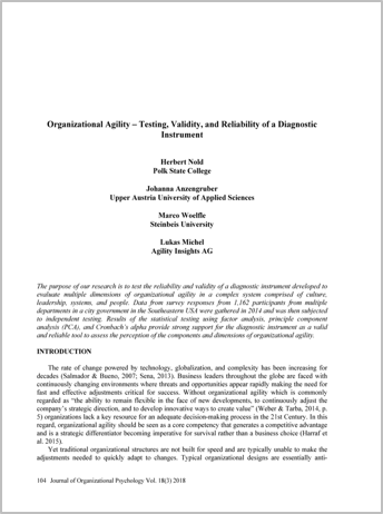 Organizational Agility - Testing Validity and Reliability of a Diagnostic Instrument